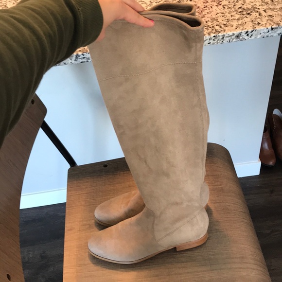 Calvin Klein Tan Suede Over the Knee boots - Picture 3 of 5